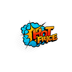 Wall Mural - Hot price mega wholesale halftone comic cloud burst isolated flat cartoon icon. Vector boom bang explosion, super sale bubble sticker tag. Promo price special offer, retail shopping clearance