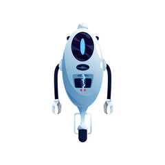 Poster - single wheel robot modern kids toy isolated humanoid robotic automation. vector bot, single wheeled 