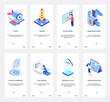 © lembergvector - Isometric artificial intelligence technology for business startup vector illustration. UX, UI onboarding mobile app page screen set with digital planning and analysis data, virtual database service
