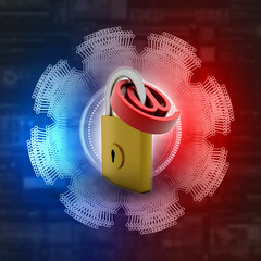 Poster - 3d rendering E-mail symbol with lock. Internet security concept

