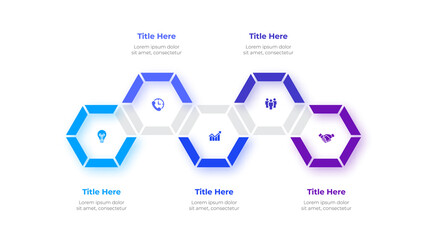 Poster - Vector hexagon elements for infographic. Template for presentation. Business concept with 5 options, parts, steps or processes