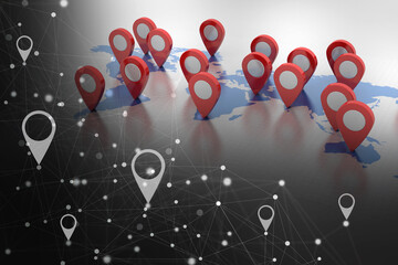 Fototapete - 3d rendering Red map pointer

