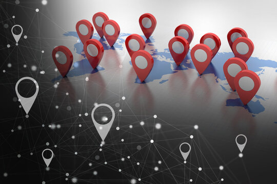 3d rendering Red map pointer
