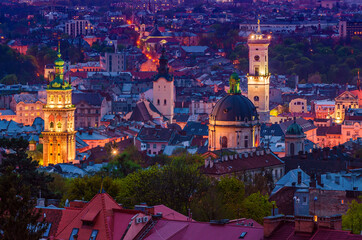 Night Lviv view