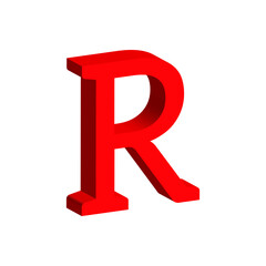 3d red letter r