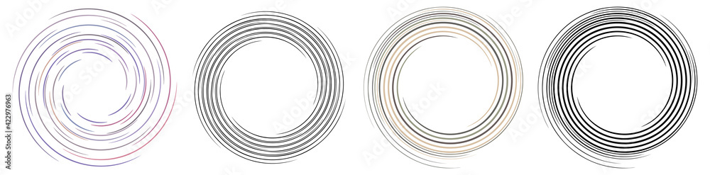 Spiral, twirl, whirlpool element vector illustration. Cochlear, helix, and volute - obrazy, fototapety, plakaty 