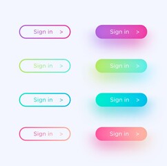 Poster - set of vector modern material style buttons with shadows. different gradient colors
