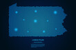Abstract image Pennsylvania map from point blue and glowing stars on a dark background. vector illustration. 