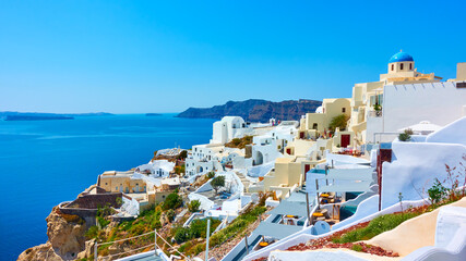 Wall Mural - Oia town on the coast by the sea in Santorini Island