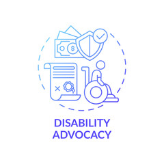 Canvas Print - Disability advocacy concept icon. Legal services types. Protect human rights of people with body disability issues idea thin line illustration. Vector isolated outline RGB color drawing