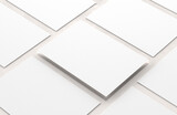 Fototapeta Przestrzenne - A4 size white paper mock up isolated on soft background. Blank portrait A4 mock up. 3D illustration.