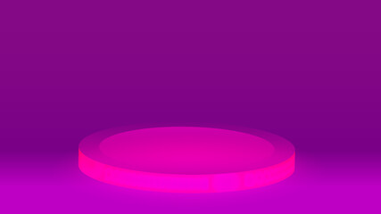 Poster - Colorful pink gradient 3D neon effect podium , product mockup , cosmetic display , stand , rake , showcase vector illustration . 3D rendering .  