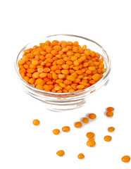 Poster - red lentils isolated on white background