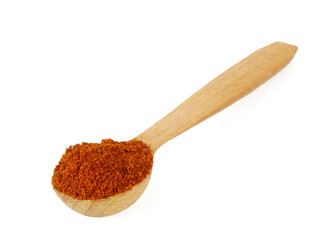 Poster - Spoon with paprika, smoked paprika or hot cili pepper powder. Isolated on White.