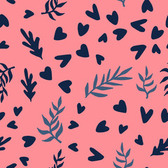 Poster - Beautiful Mid- Century Boho style Pattern with Palm Branches. Repeating Vector Design in warm color palette.