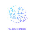 © bsd studio - Full-service brokers concept icon. Broker type idea thin line illustration. Full-service brokerage. Investments trade. Buying and holding stocks. Vector isolated outline RGB color drawing