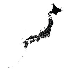 Wall Mural - Japan country map vector with regional areas