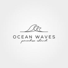 Line Art Wave Icon Logo Vector Symbol Minimal Illustration Design, Ocean Creative Logo Design