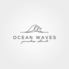 Fototapete - line art wave icon logo vector symbol minimal illustration design, ocean creative logo design
