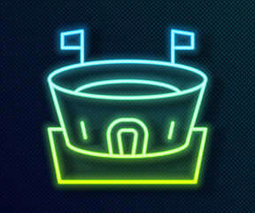 glowing neon line baseball arena icon isolated on black background. baseball field. vector