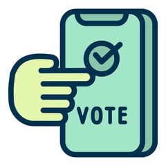Poster - Smartphone online vote icon. Outline Smartphone online vote vector icon for web design isolated on white background