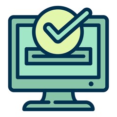 Poster - Mobile online vote icon. Outline Mobile online vote vector icon for web design isolated on white background
