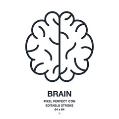 Wall Mural - brain editable stroke outline icon isolated on white background vector illustration. pixel perfect. 