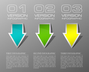 Aufkleber - vector 3 arrow banners business infographic process diagram compare service banner presentatoin. Three steps to achieve this goal. Three glossy strip for your annotations. Three full-color sticker.