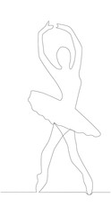 Wall Mural - Self drawing animation of continuous line drawing of woman ballet dancer