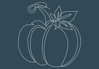 Wall Mural - Ripe pumpkin continuous line drawing