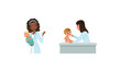 © topvectors - Woman Pediatrician or Medical Doctor Performing Baby Checkup and Examination Vector Set