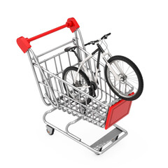 Poster - Black and White Mountain Bike in Shopping Cart Trolley. 3d Rendering