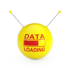 Poster - Progress Bar Showing Data Loading with Abstract Yellow Data Sphere. 3d Rendering