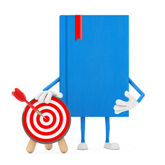 Aufkleber - Blue Book Character Mascot with Archery Target with Dart in Center. 3d Rendering