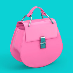 Poster - Luxury Pink Women Bag as Duotone Style. 3d Rendering
