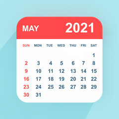 Aufkleber - Flat Icon Calendar May 2021. 3d Rendering