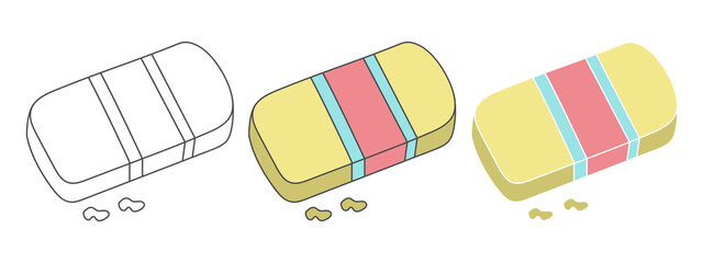 Fototapete - eraser design vector. clipart cartoon illustration. black and white outline element