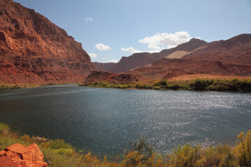 Sticker - A stream between red sandstone