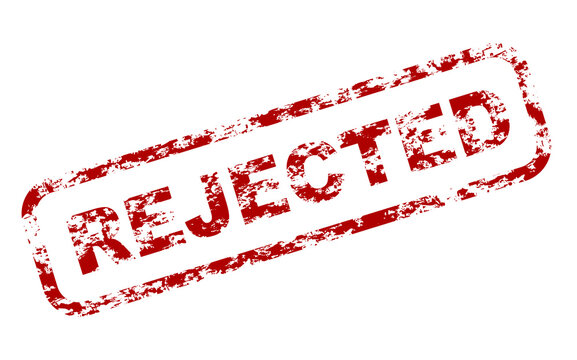 REJECTED red  ink stamp. Vector illustration isolated on white background.