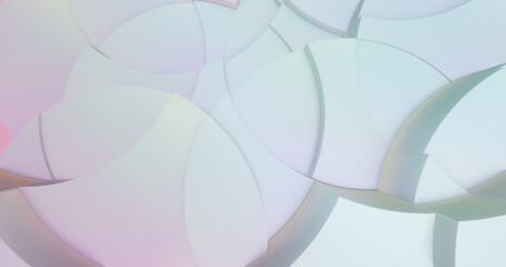 Poster - Abstract geometric background. Circular shapes with pastel purple and green. perfect for text overlay, or subtle element for presentations or background. 3D rendering