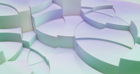 Poster - Abstract geometric background. Circular shapes with pastel purple and green. perfect for text overlay, or subtle element for presentations or background. 3D rendering