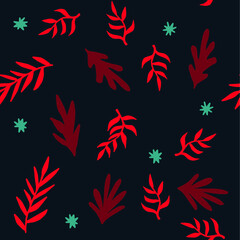Aufkleber - Beautiful Mid- Century Boho style Pattern with Palm Branches. Repeating Vector Design in warm color palette.