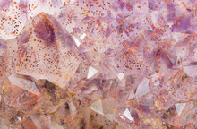 Extreme Macro Photograph Of Amethyst From The Purple Haze Mine Near Thunder Bay, Ontario, Canada. The Red Coloration Is Due To The Presence Of Hematite Inclusions.