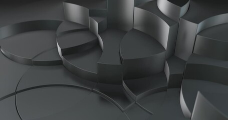 Poster - Dark corporate business background. abstract motion graphic with metallic circular design. perfect for screen, text overlay, or subtle element for corporate presentations. 4K loop, 3D rendering