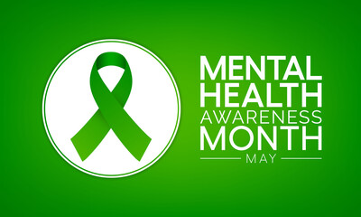 Wall Mural - Mental health awareness month observed each year during May. it includes our emotional, psychological, and social well-being. It affects how we think, feel, and act. Vector illustration.