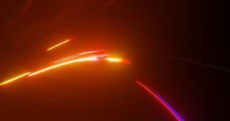 Poster - city life, urban scene, car light trails, transport and traffic concept. trails on the highway. 3d r
