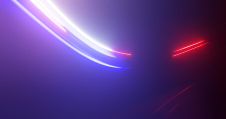 Poster - motion blur effect background. abstract blue and red light trails on black