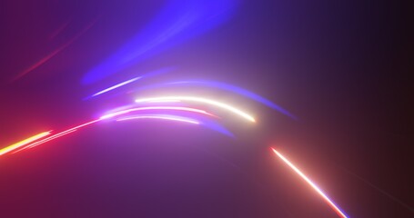 Poster - colorful light trails with motion blur effect, long time exposure. isolated on black background.