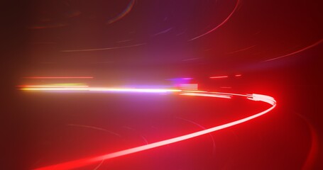 Poster - light ray, stripe line with red lights, speed motion background. Abstract design for speed and motion, science, futuristic, energy, modern technology concept background. 3D rendering