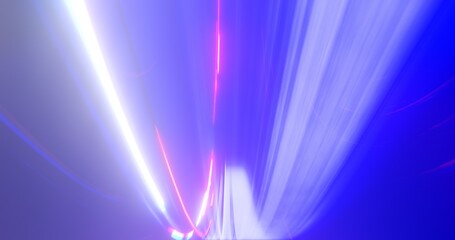 Poster - high speed of digital neon glowing lights, rays and motion blur over dark background. abstract blue 